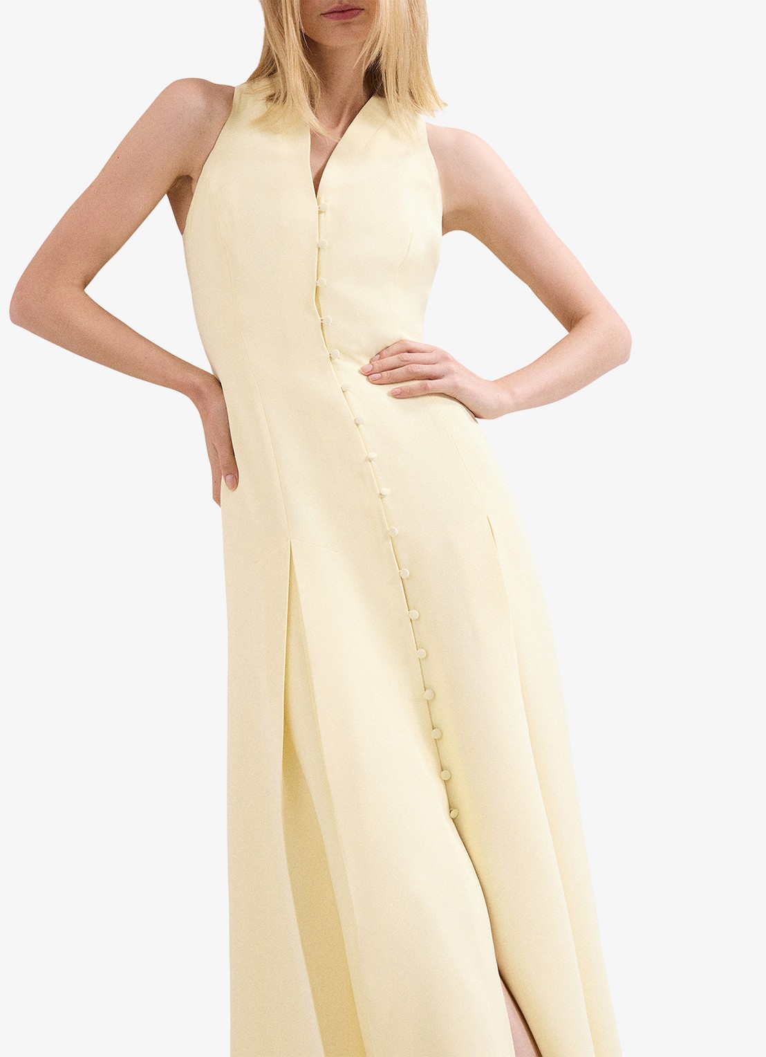 Phase Eight Greta Tux maxi jurk met plooien - detail 4 lichtgeel