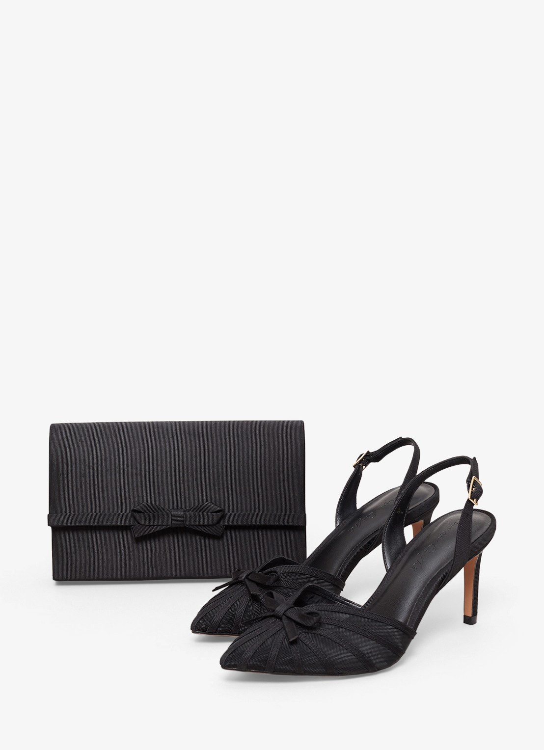 Phase Eight Grosgrain clutch met afneembare schouderriem - detail 4 zwart