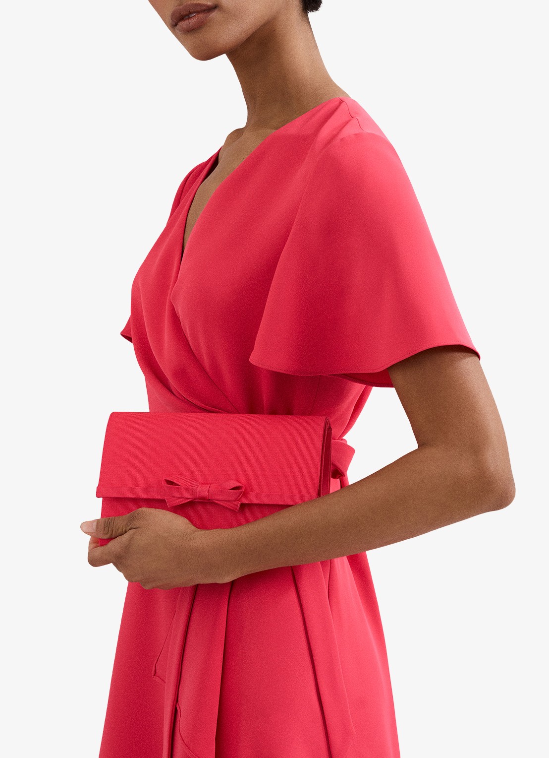 Phase Eight Grosgrain clutch met strikdetail  - voorkant 2 roze