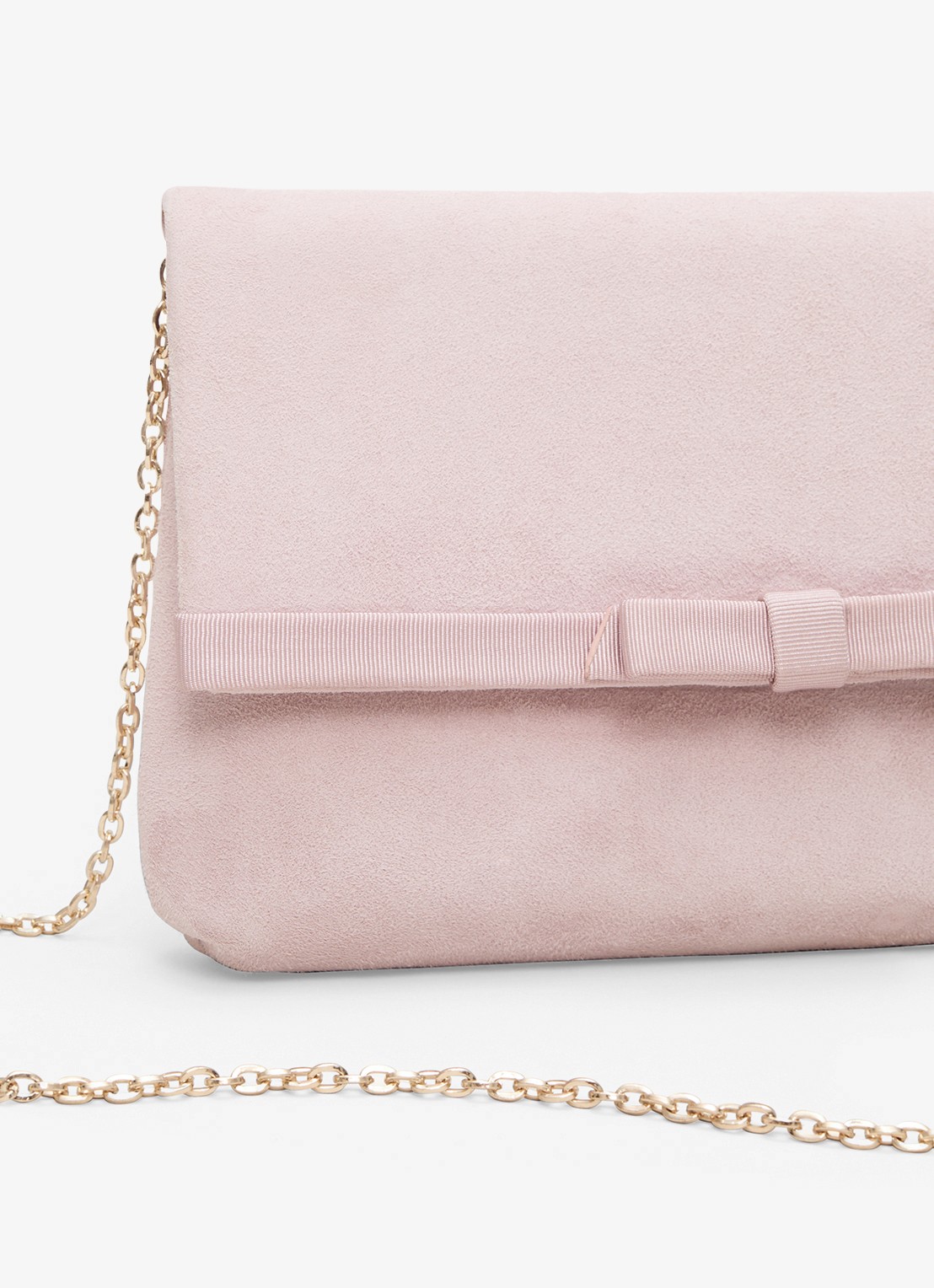 Phase Eight Grosgrain clutch van suède  - detail 4 lichtroze