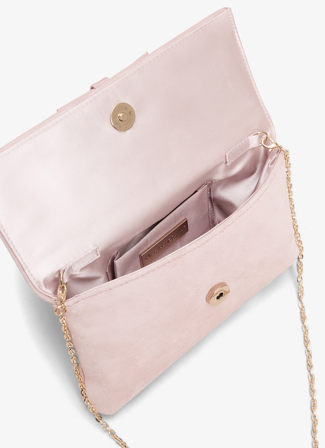 Phase Eight Grosgrain clutch van suède  - detail 5 lichtroze