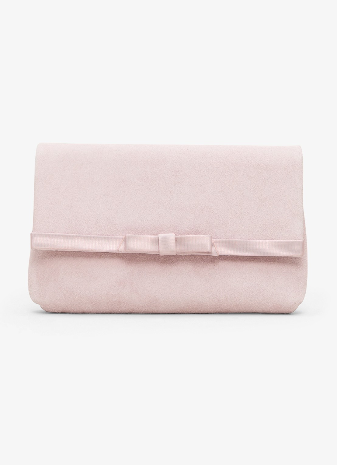Phase Eight Grosgrain clutch van suède  - voorkant lichtroze