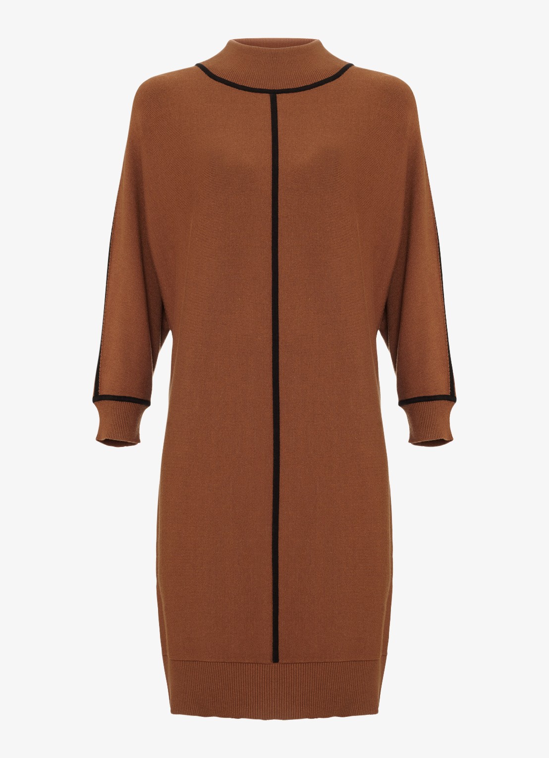 Phase Eight Hallie fijngebreide midi jurk - voorkant 7 bruin