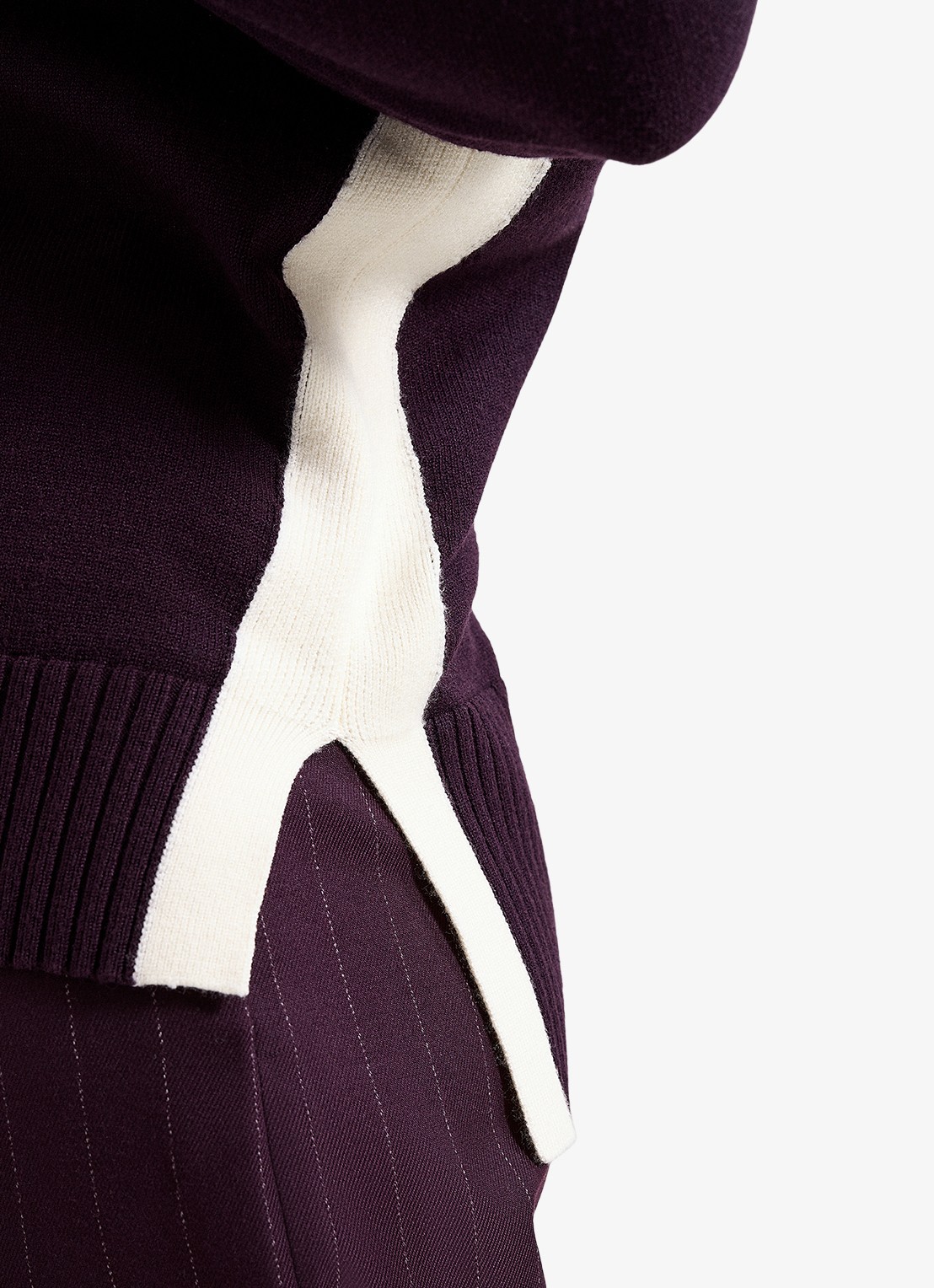 Phase Eight Hallie fijngebreide trui met gestreept detail - detail 3 aubergine