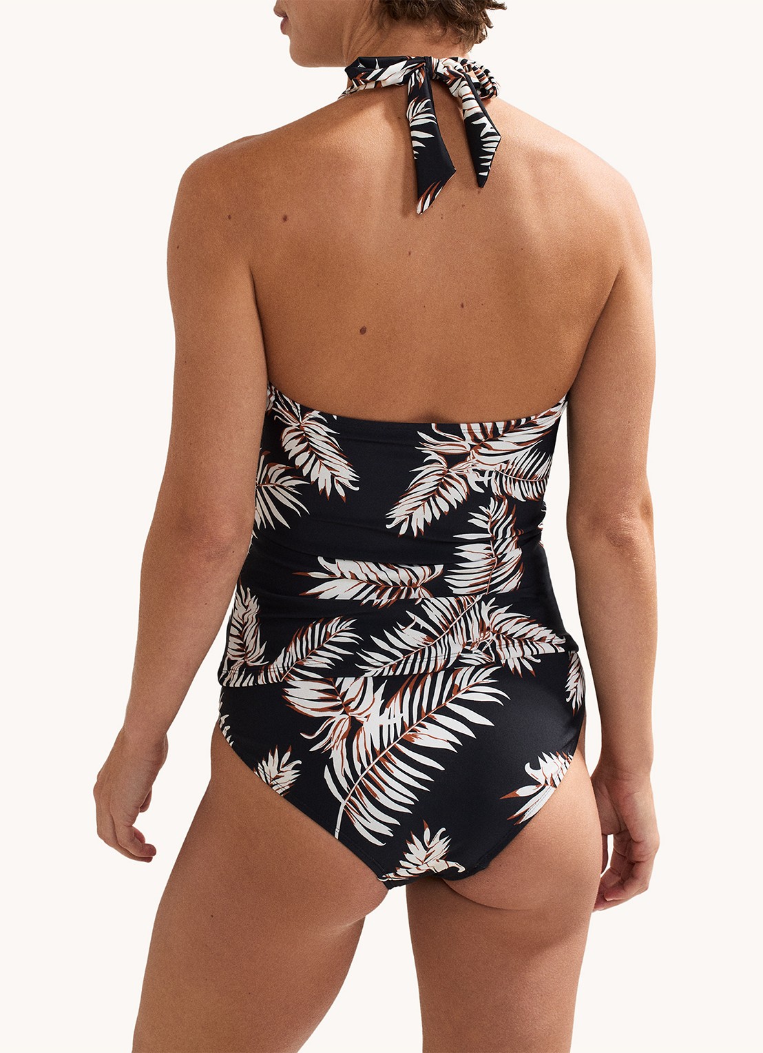 Phase Eight Halter bikinitop met bladprint - achterkant zwart