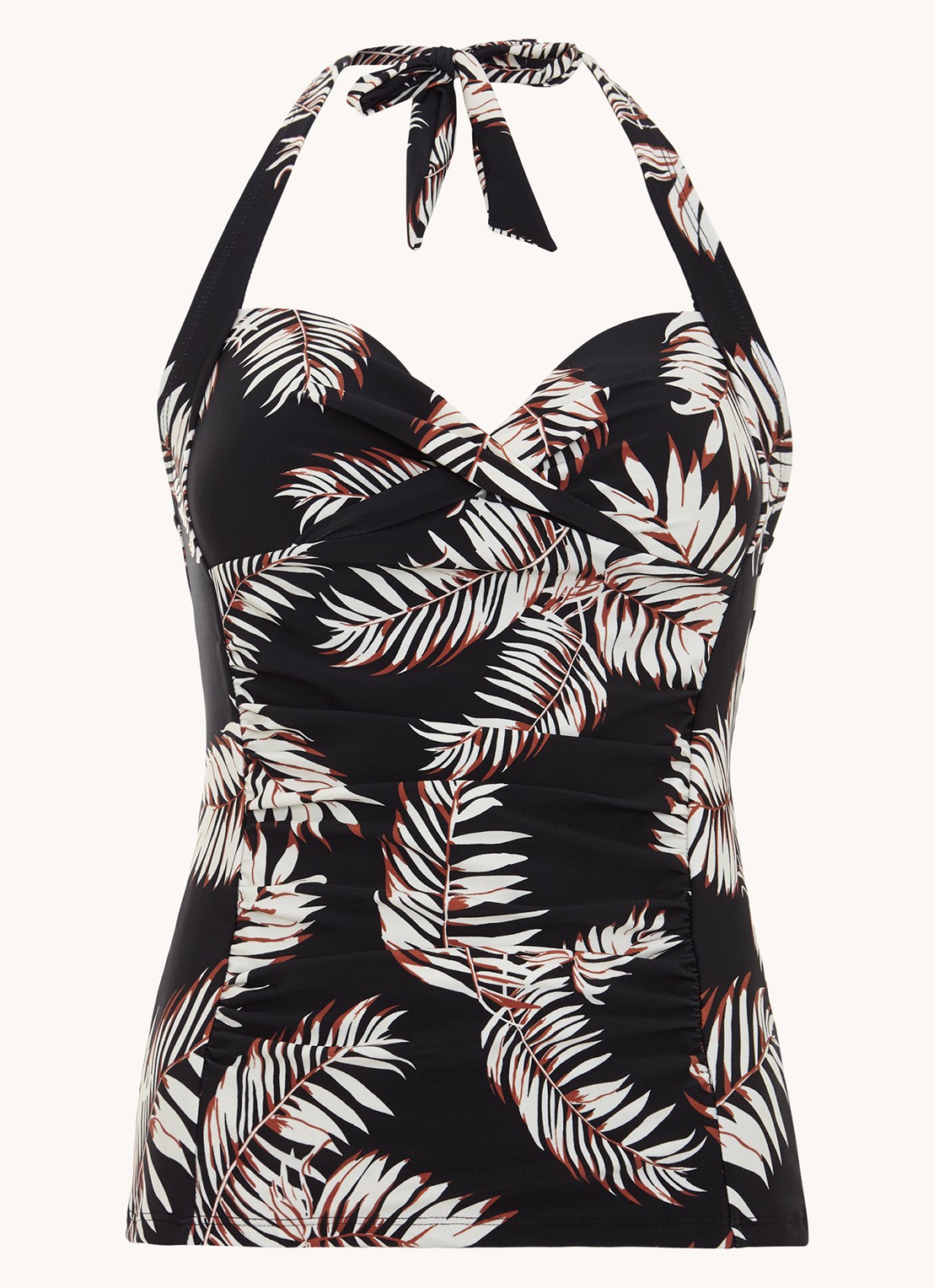 Phase Eight Halter bikinitop met bladprint - voorkant 2 zwart