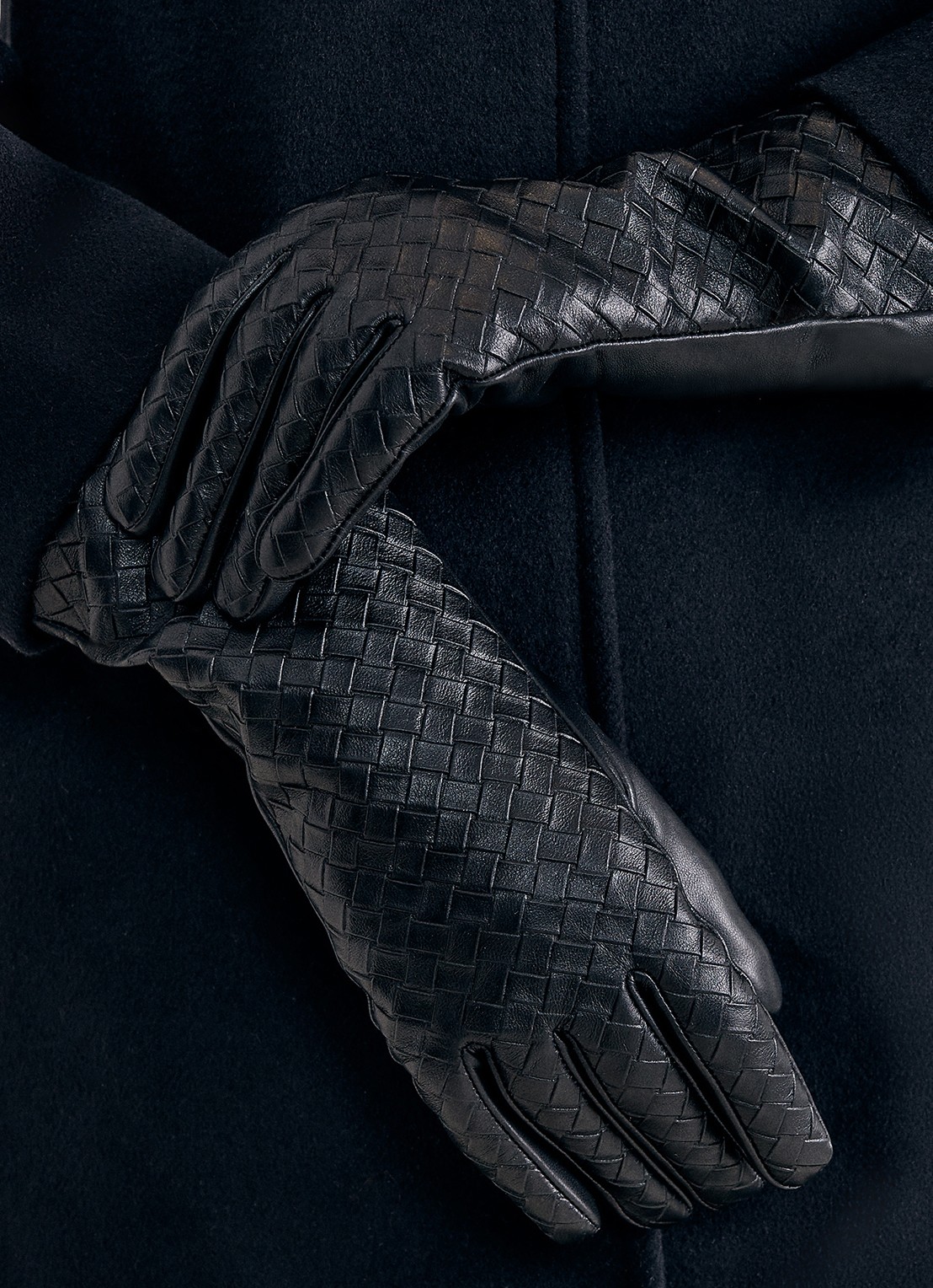 Phase Eight Handschoenen van leer - detail zwart