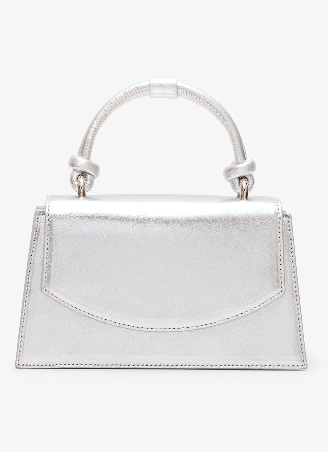 Phase Eight Handtas met metallic finish - voorkant zilver