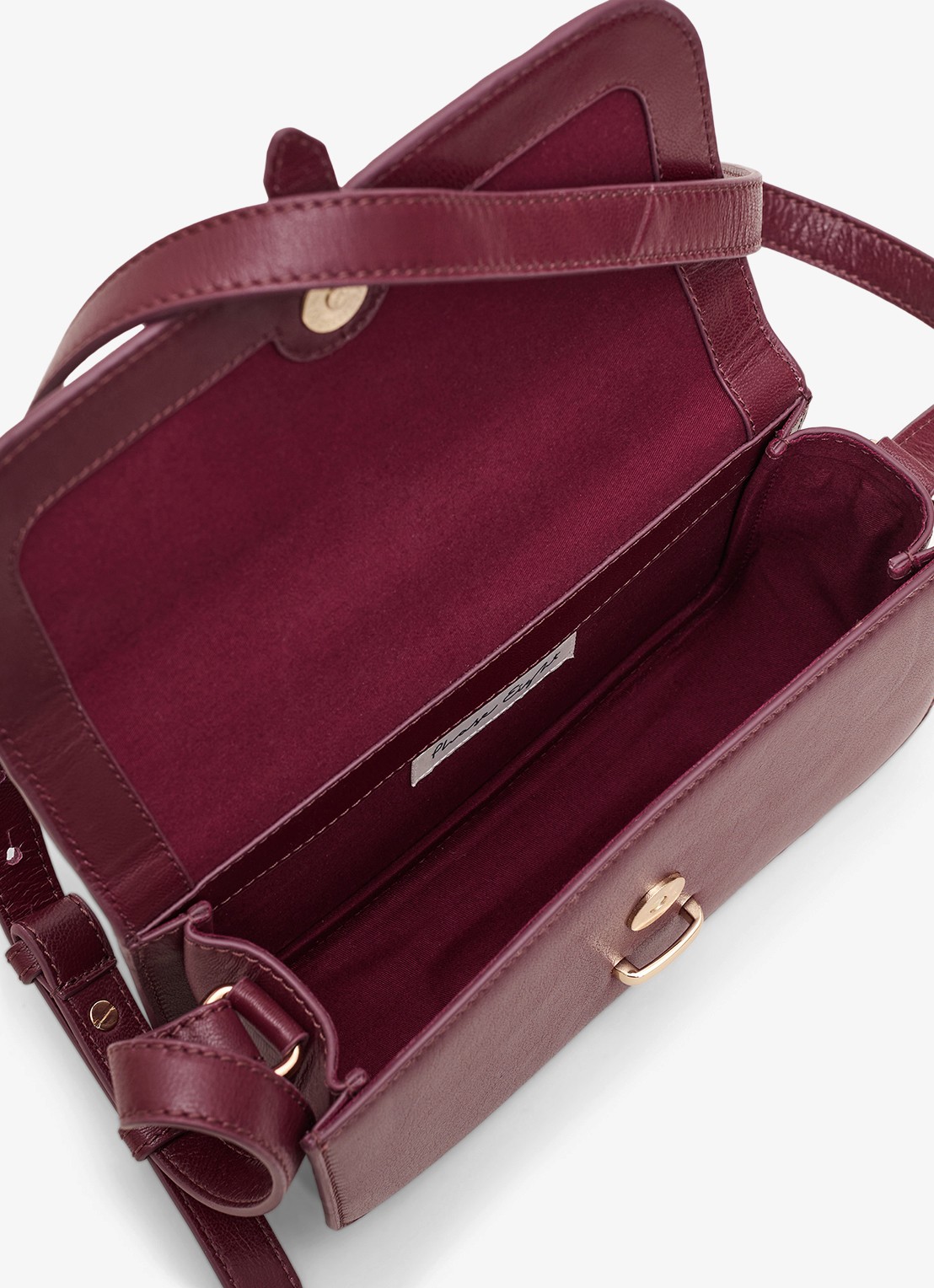 Phase Eight Handtas van leer met afneembare schouderriem - detail 5 donkerrood