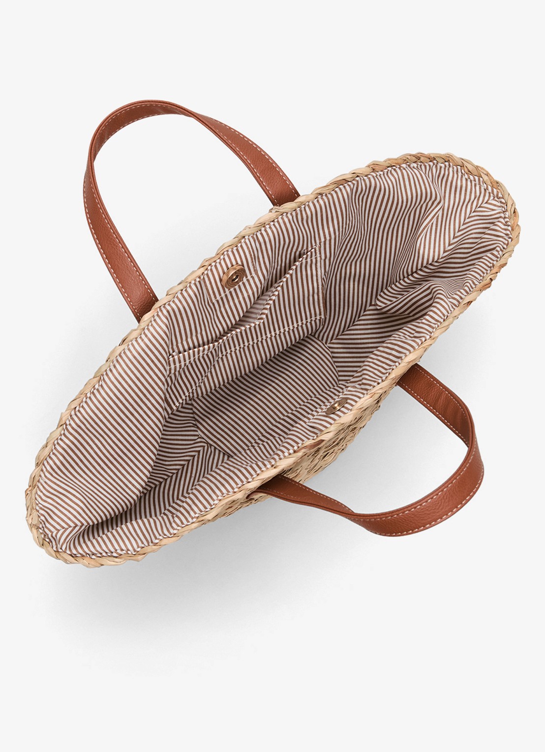 Phase Eight Handtas van raffia - achterkant 3 beige