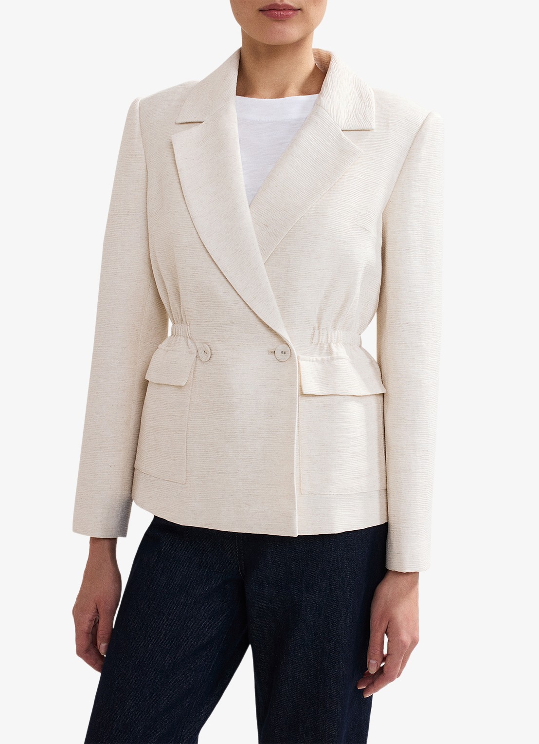 Phase Eight Harlow blazer in linnenblend met structuur - detail 2 beige