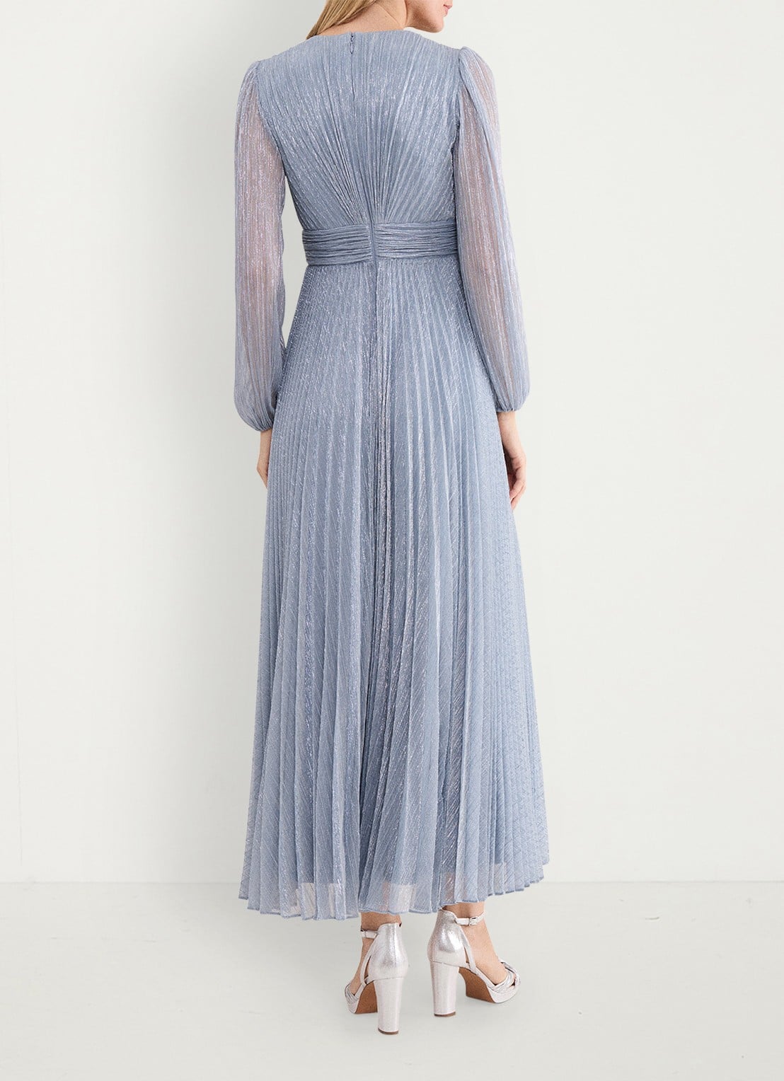 Phase Eight Harper midi jurk met lurex - achterkant 8 lichtblauw