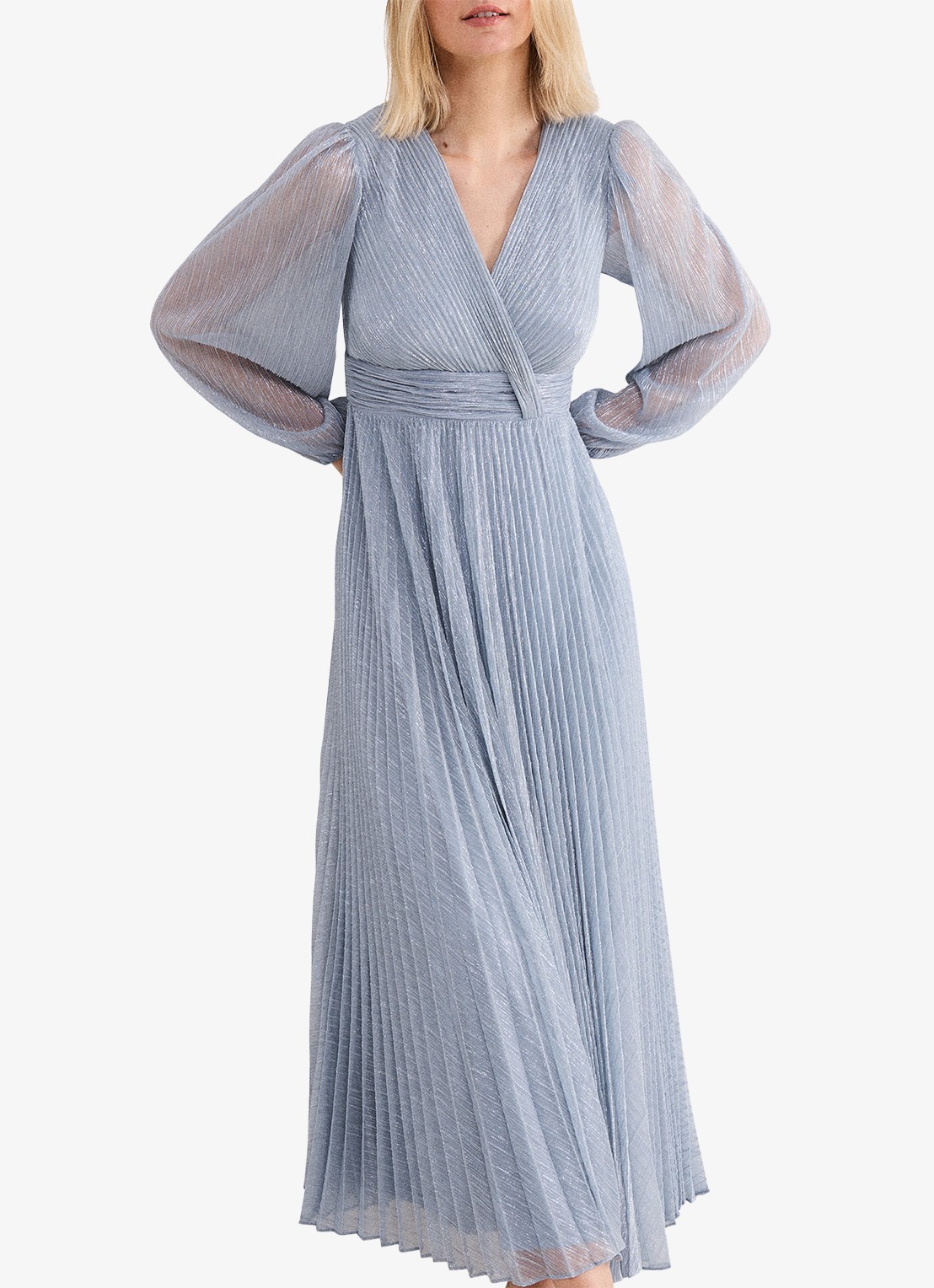 Phase Eight Harper midi jurk met lurex - detail 3 lichtblauw