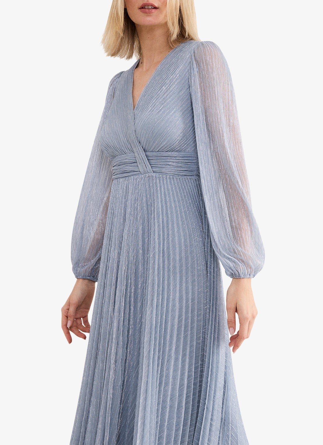 Phase Eight Harper midi jurk met lurex - detail 5 lichtblauw