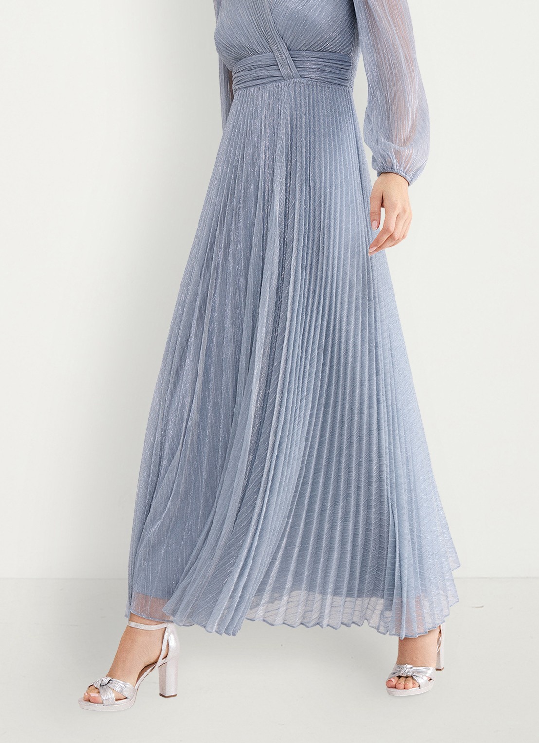 Phase Eight Harper midi jurk met lurex - detail 6 lichtblauw
