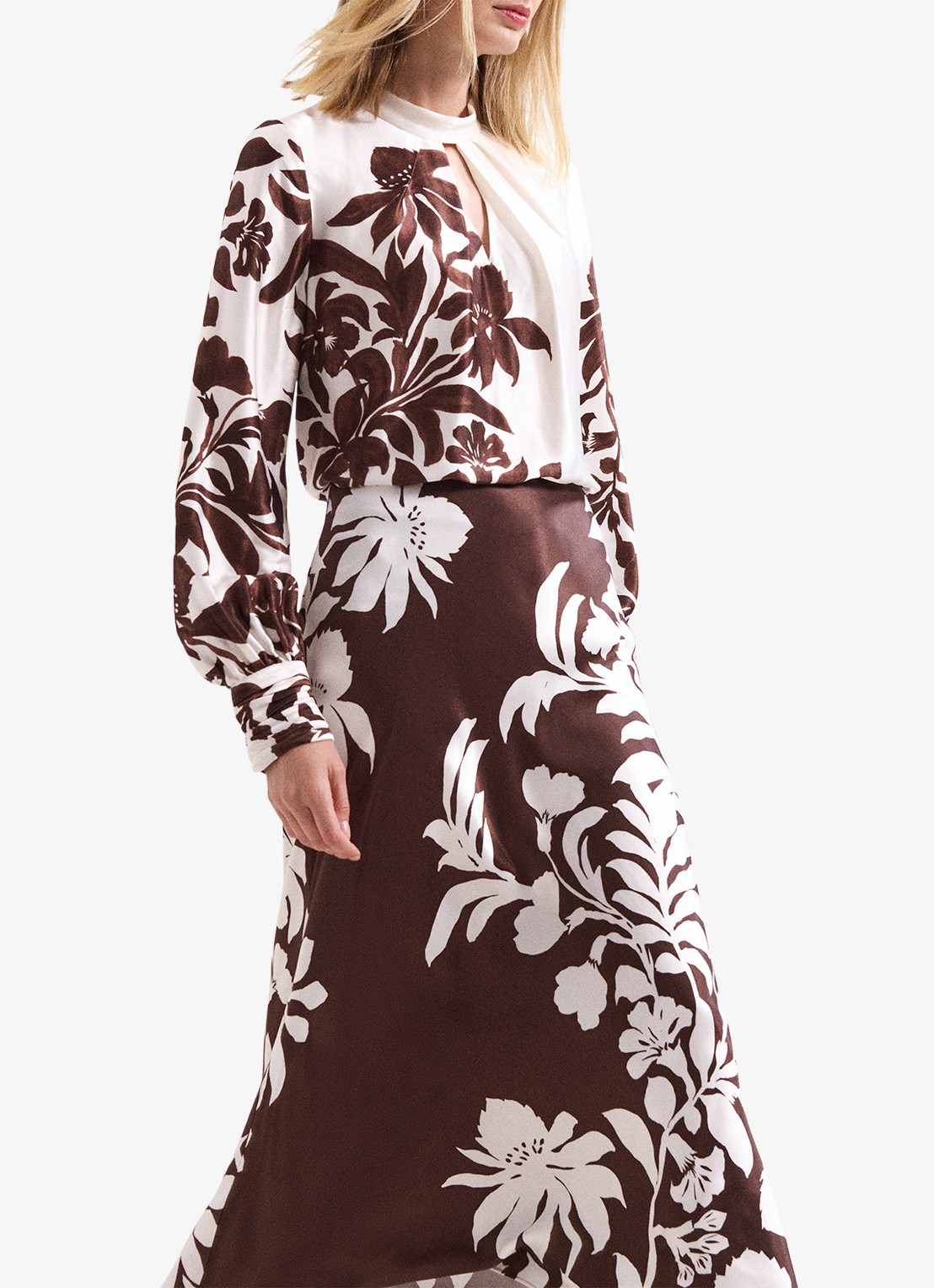 Phase Eight Hattie midi rok met print - detail 6 bruin