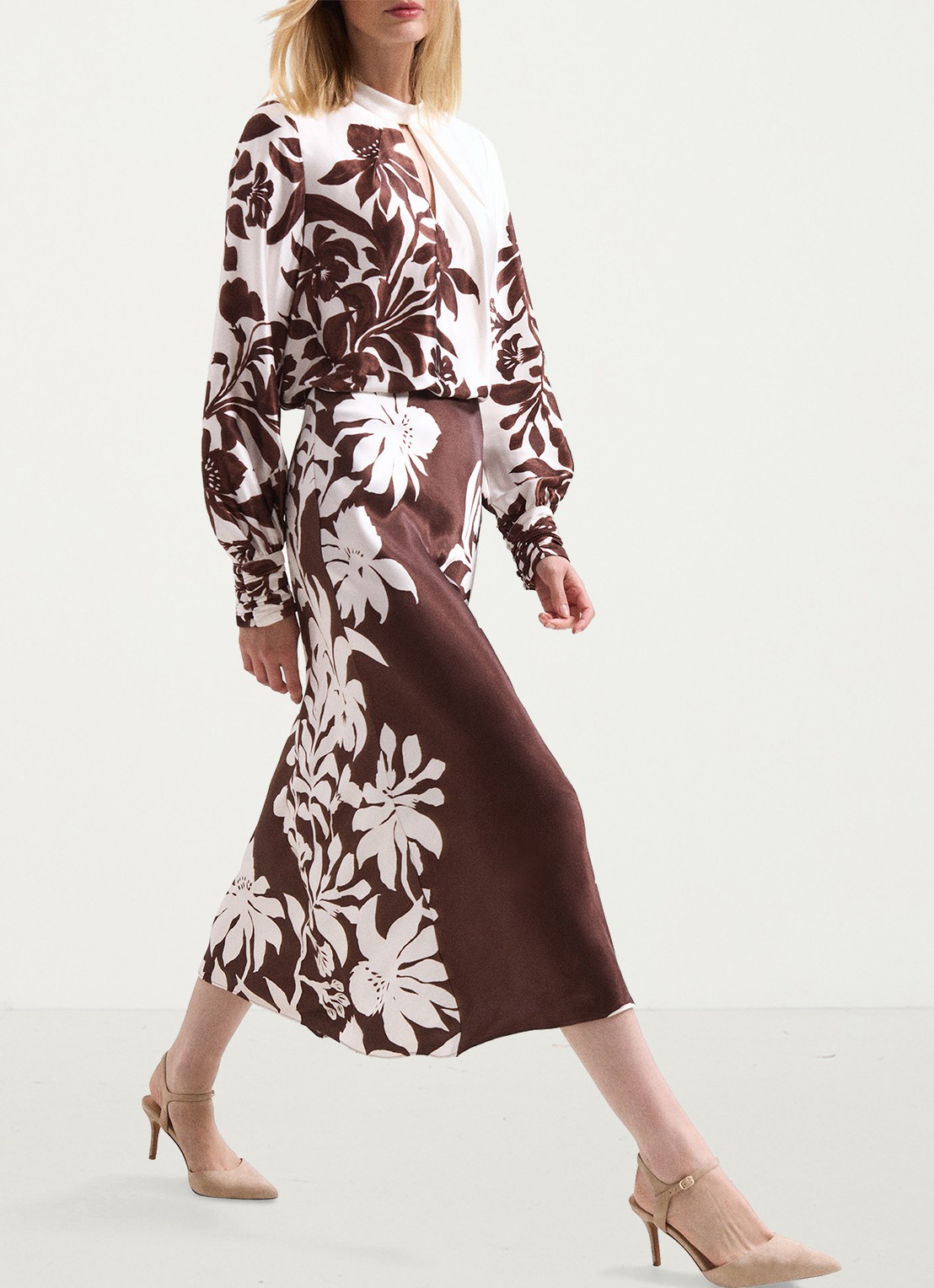 Phase Eight Hattie midi rok met print - detail 7 bruin