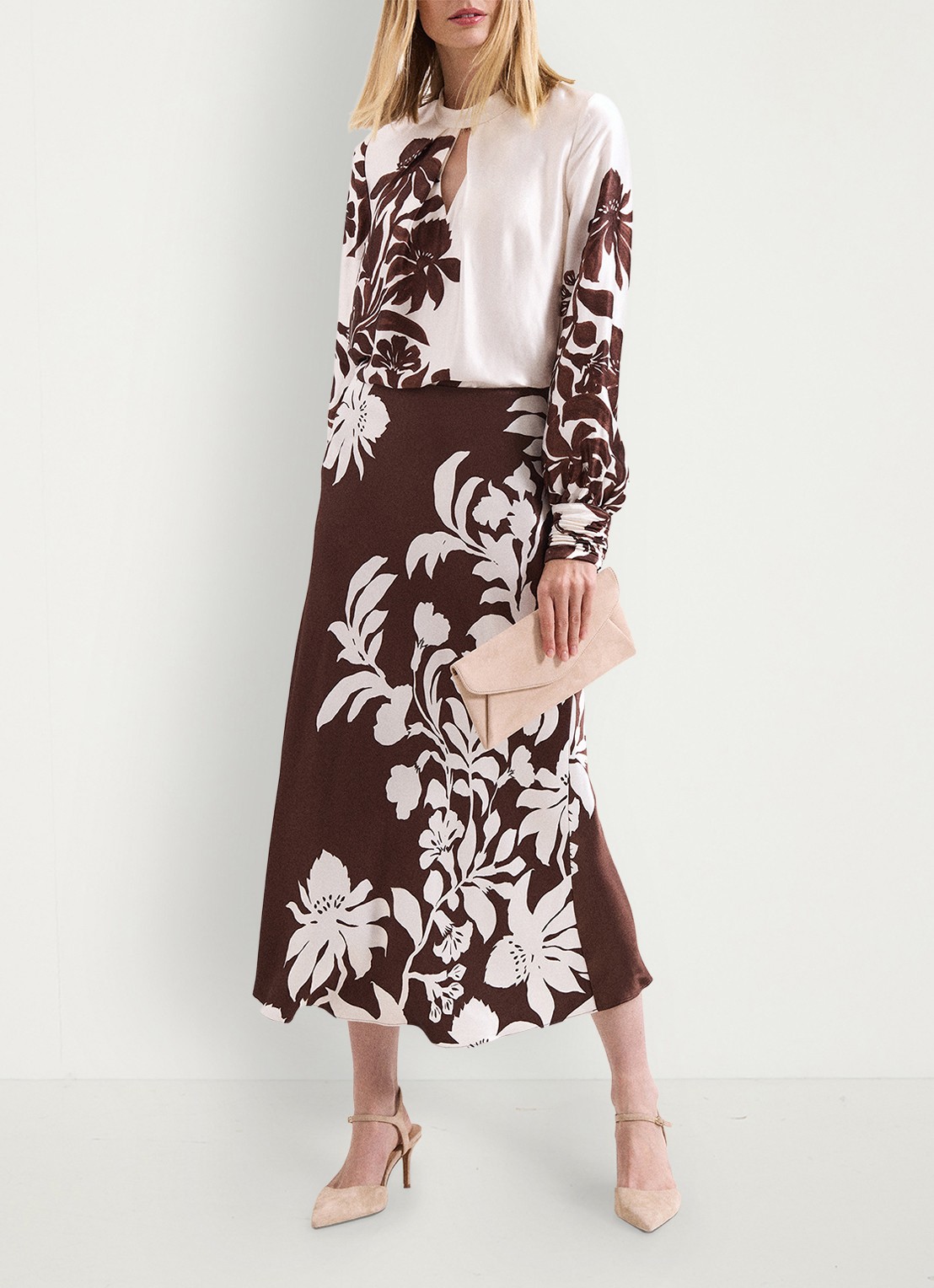 Phase Eight Hattie tuniek met cut-out detail en print - detail 6 bruin