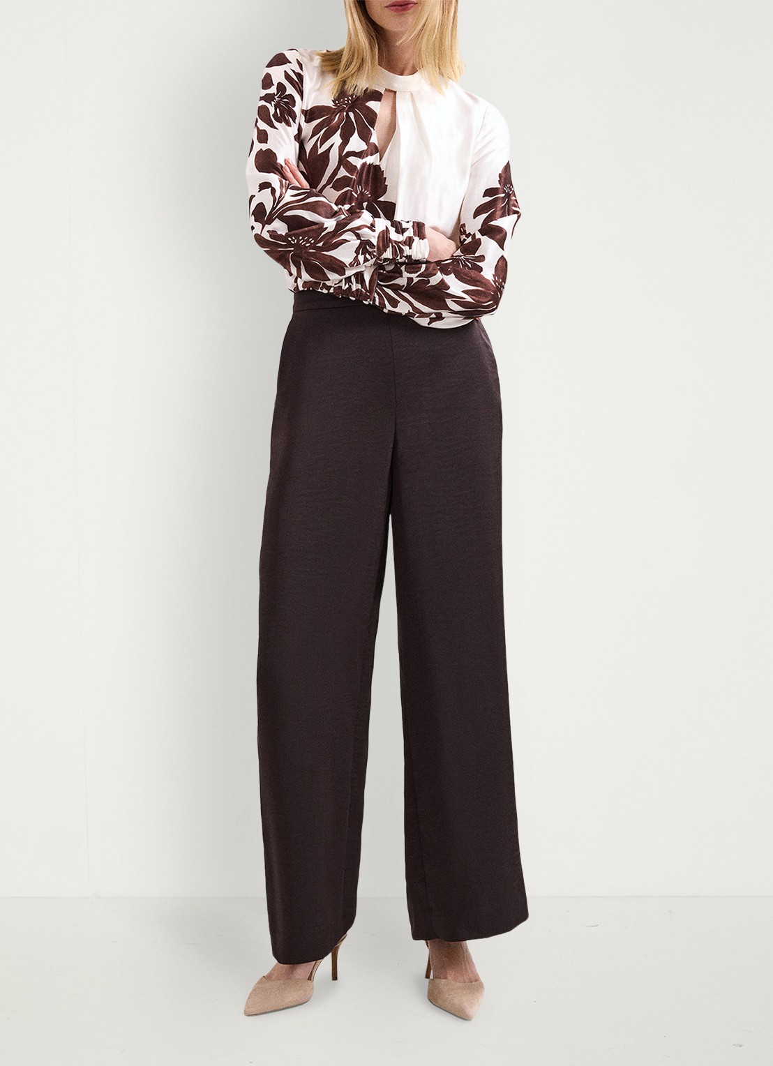 Phase Eight Hattie tuniek met cut-out detail en print - voorkant 8 bruin