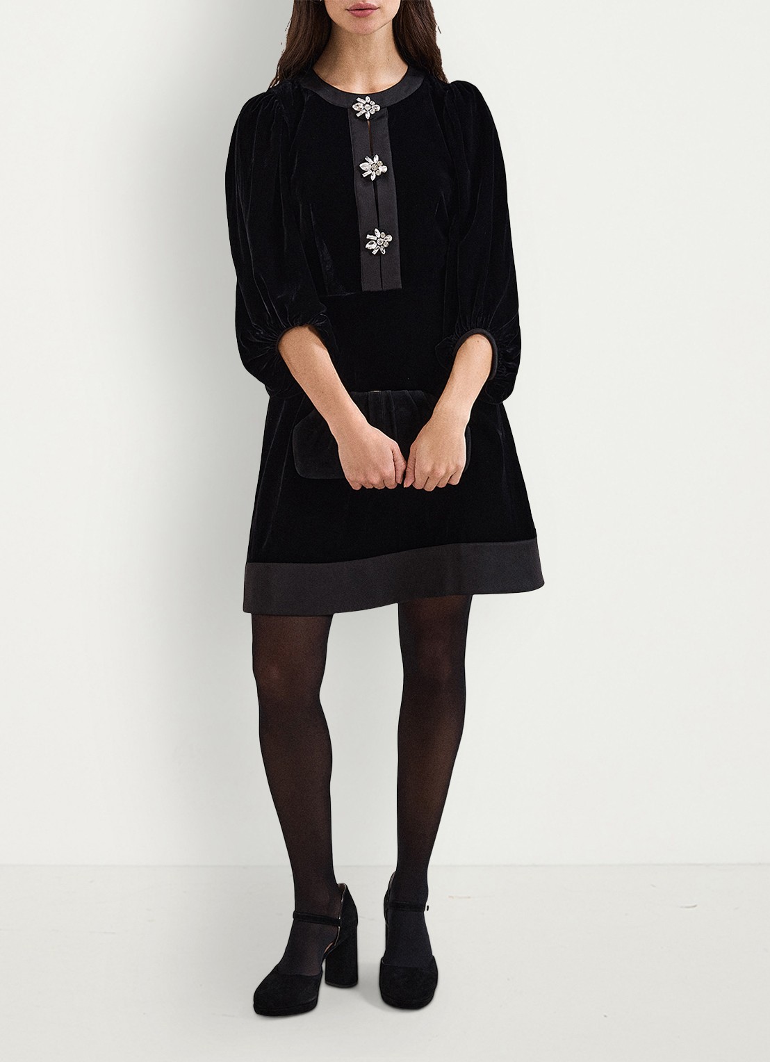 Phase Eight Heidi mini jurk met strass - voorkant 2 zwart