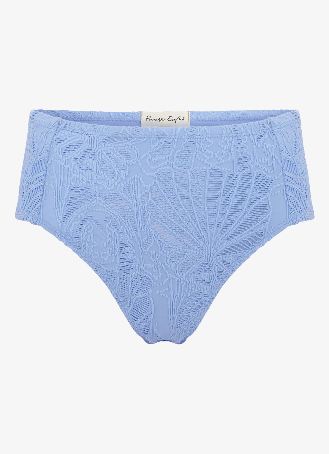 Phase Eight High waisted bikinislip met broderie - voorkant 2 lichtblauw