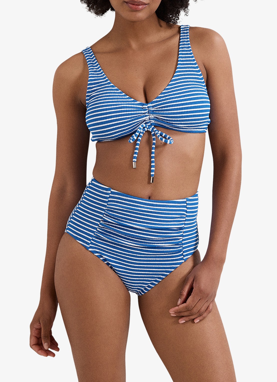 Phase Eight High waisted bikinislip met streepprint - detail 4 kobaltblauw