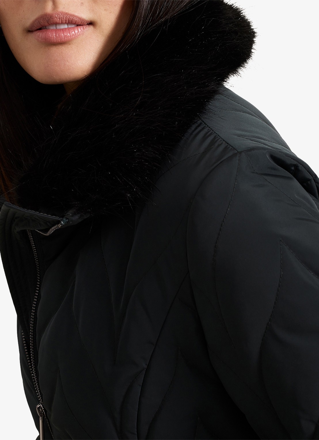 Phase Eight Hollie longline puffer jas met ceintuur  - detail 7 donkergroen