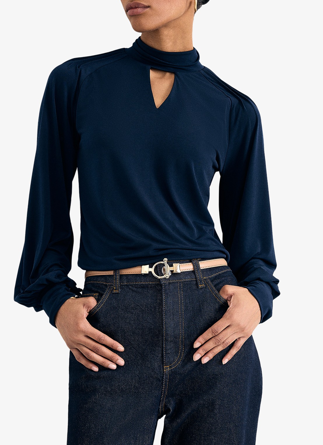 Phase Eight Ilaria top met pofmouwen en keyhole - detail 4 blauw