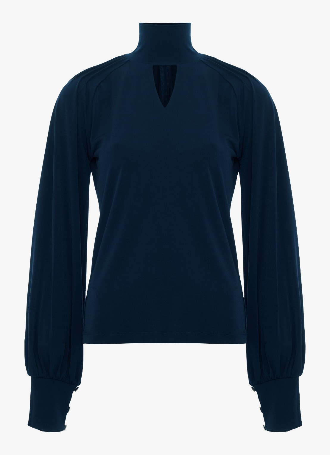 Phase Eight Ilaria top met pofmouwen en keyhole - voorkant blauw