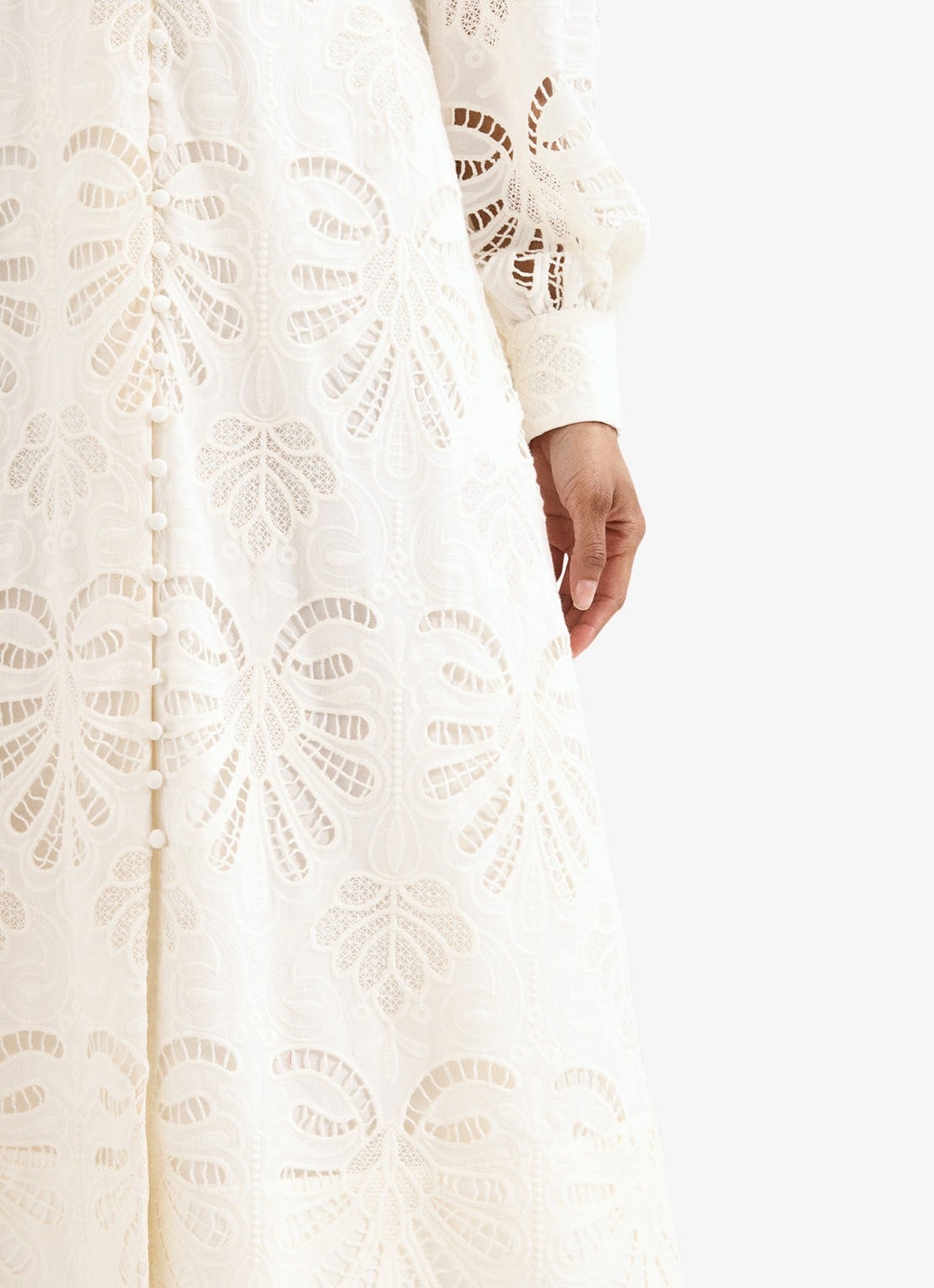 Phase Eight Inara midi jurk met borduring - detail 4 gebroken wit