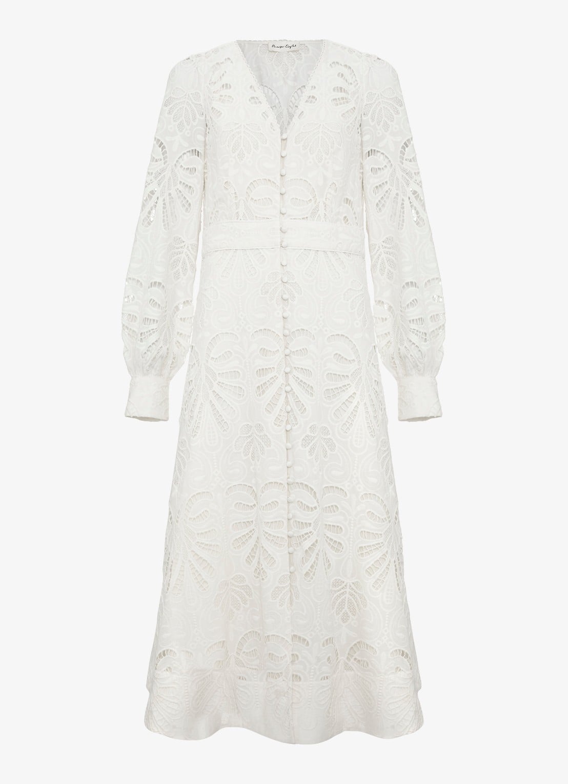 Phase Eight Inara midi jurk met borduring - voorkant 7 gebroken wit