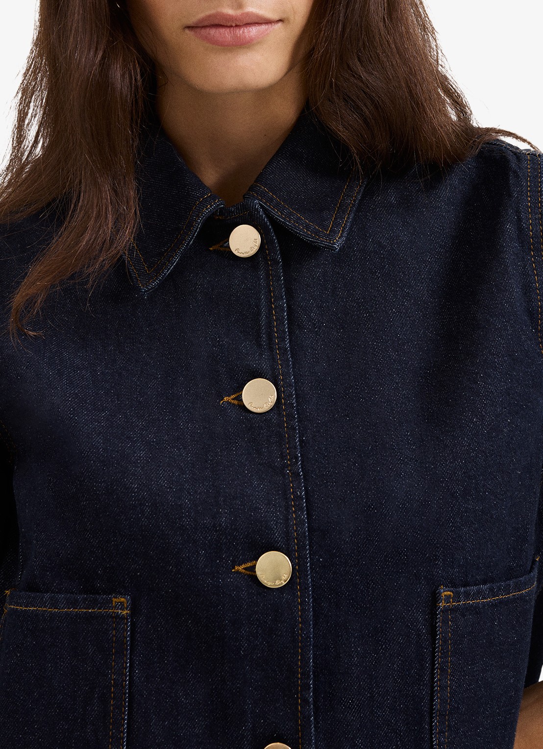 Phase Eight Indira spijkerjas met opgestikte zakken - detail 7 indigo
