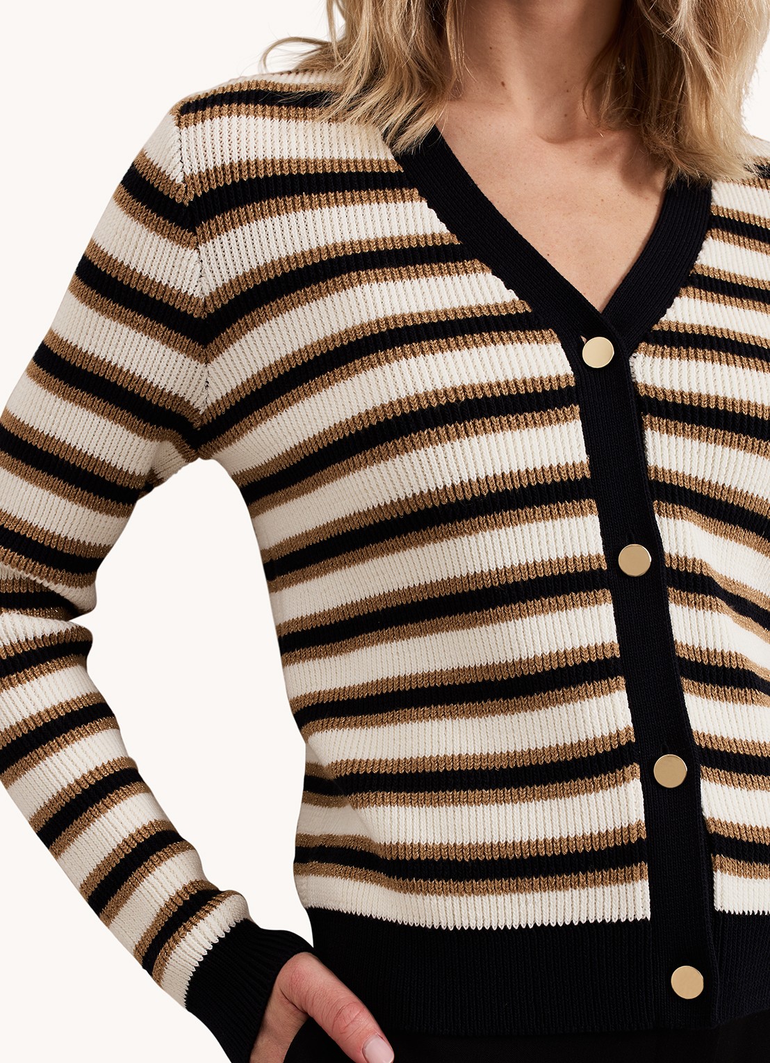 Phase Eight Indy fijngebreid vest met streepprint - detail 5 wit