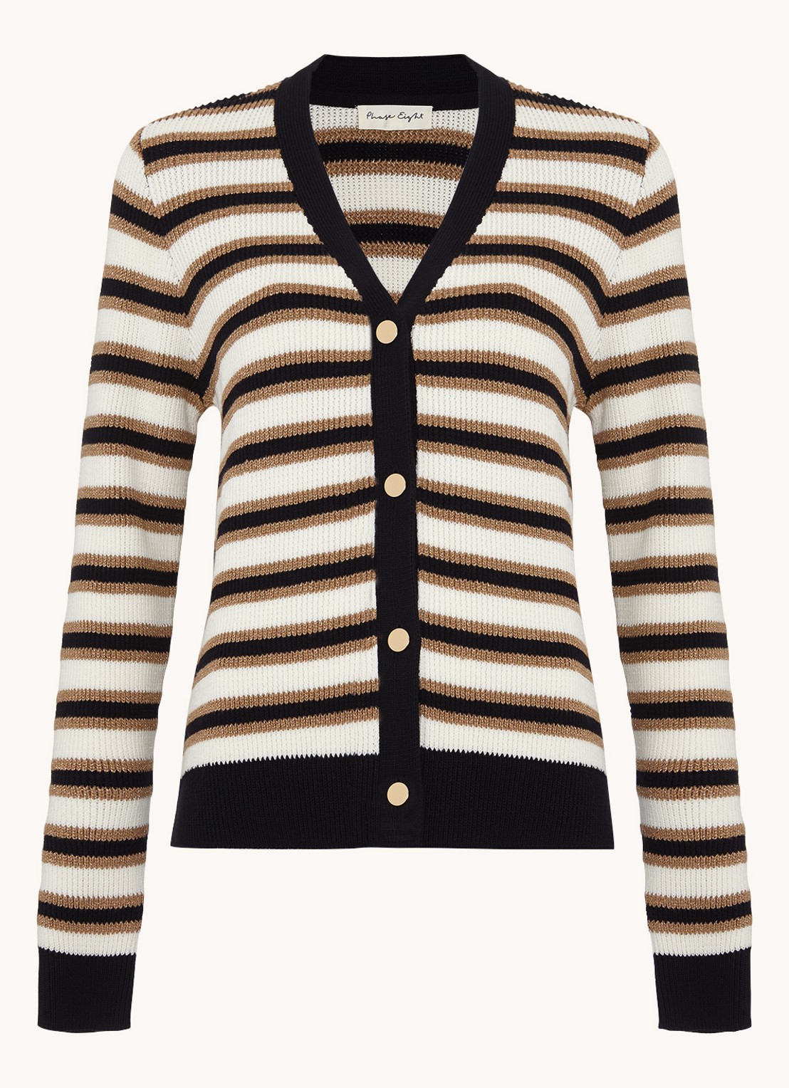 Phase Eight Indy fijngebreid vest met streepprint - voorkant wit