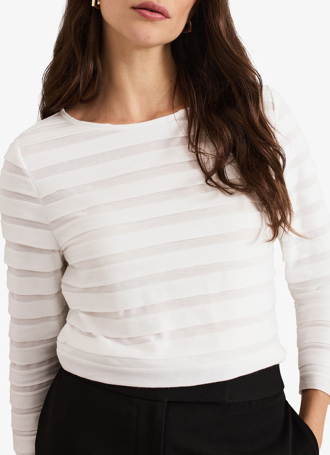 Phase Eight Indy top met streepprint - detail gebroken wit