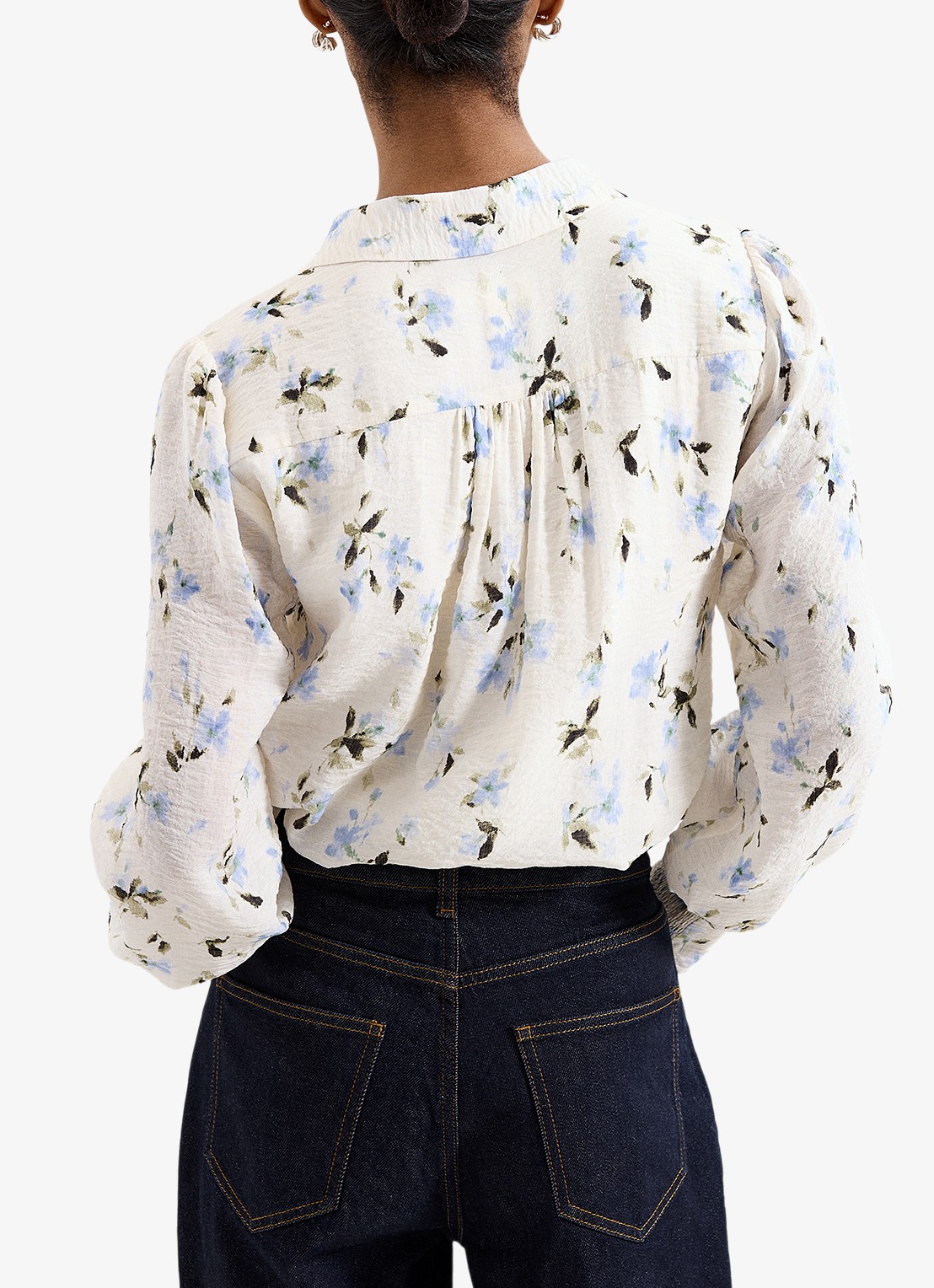 Phase Eight Isadora blouse met bloemenprint - achterkant 3 ivoor