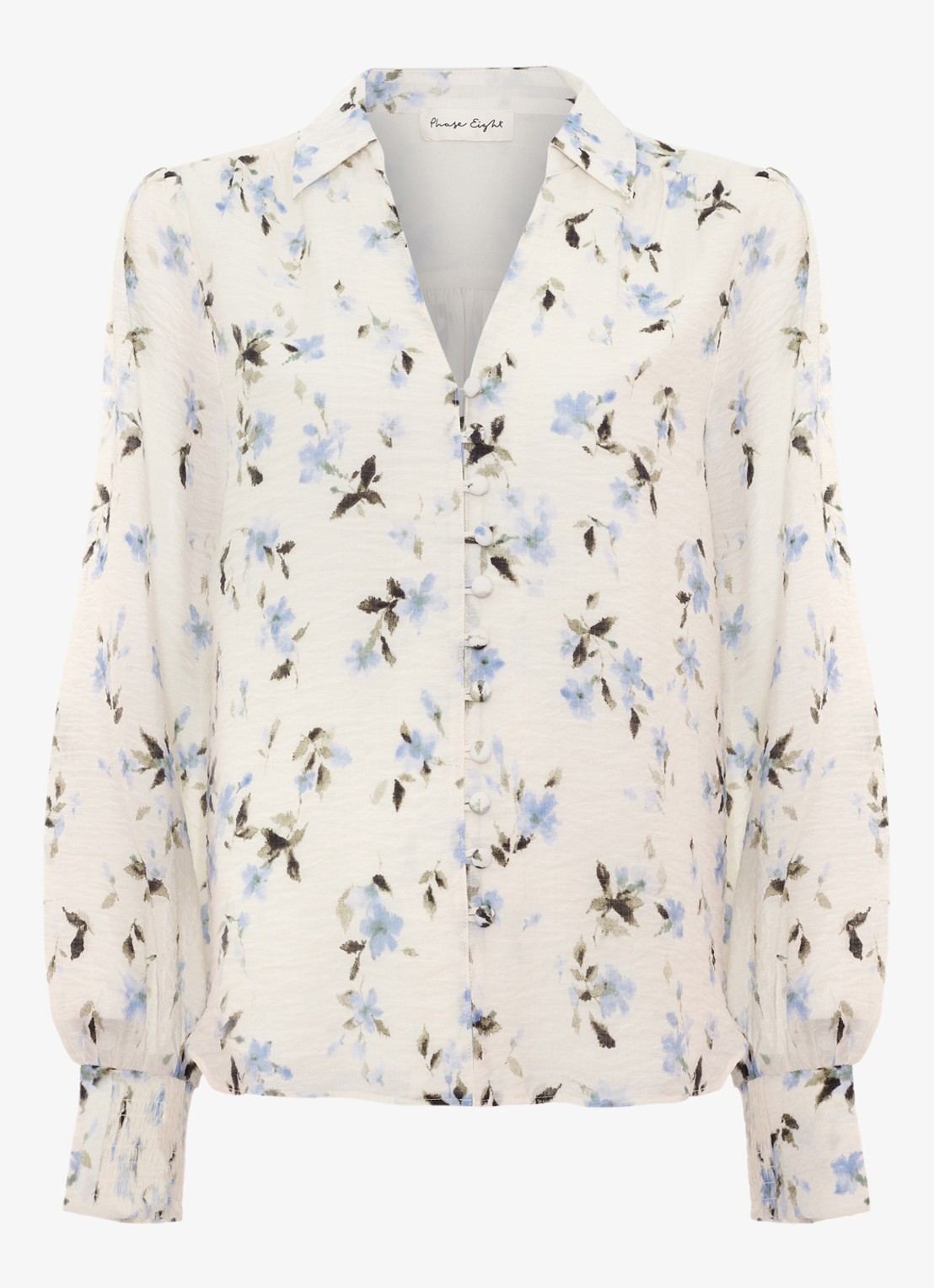 Phase Eight Isadora blouse met bloemenprint - voorkant ivoor