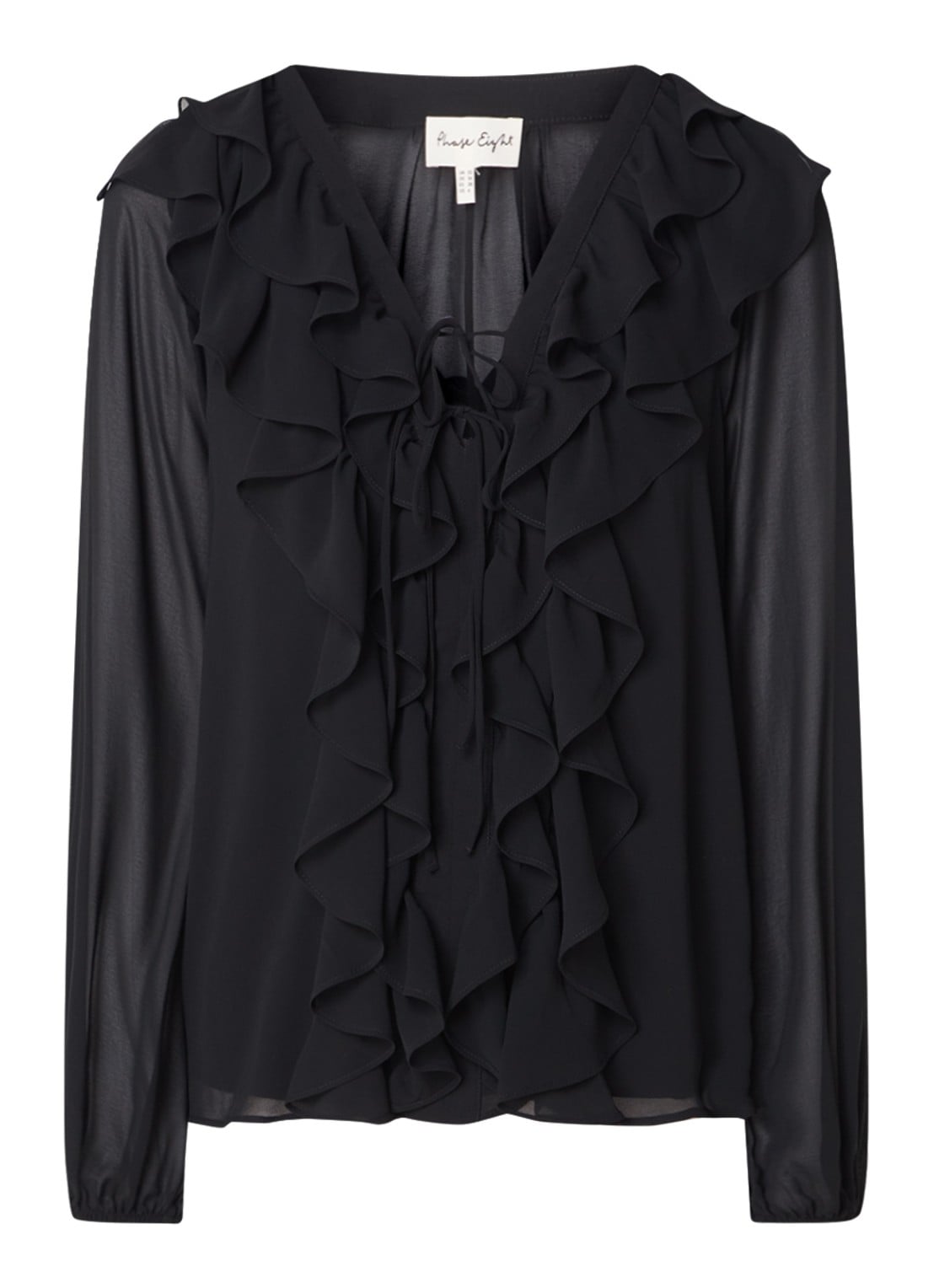 Phase Eight Ivana semi-transparante tuniek met volant - voorkant 2 zwart