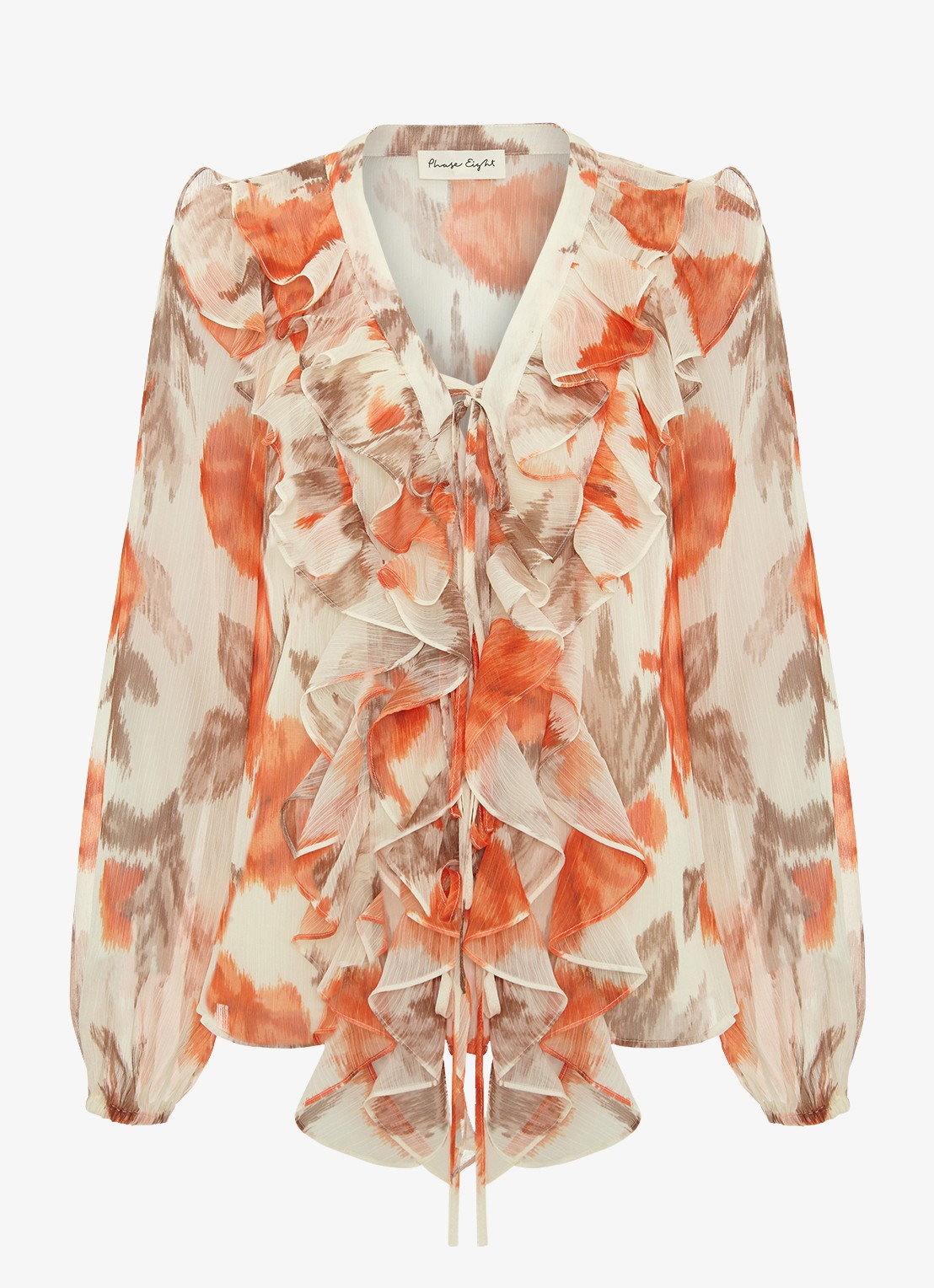 Phase Eight Ivana semi-transparante tuniek met volant - voorkant oranje