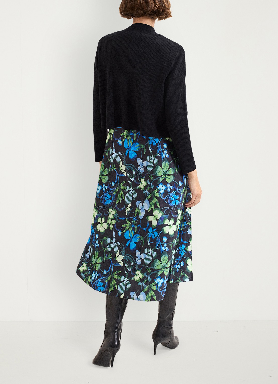 Phase Eight Izzy midi jurk met bloemenprint 2-delig - achterkant blauw