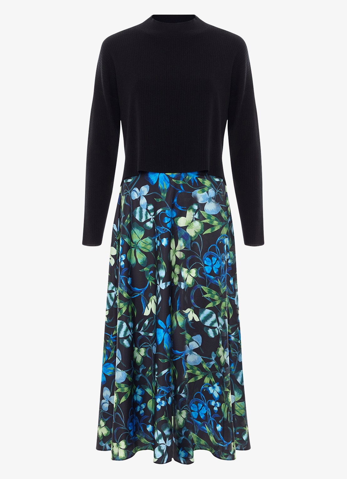 Phase Eight Izzy midi jurk met bloemenprint 2-delig - voorkant 6 blauw
