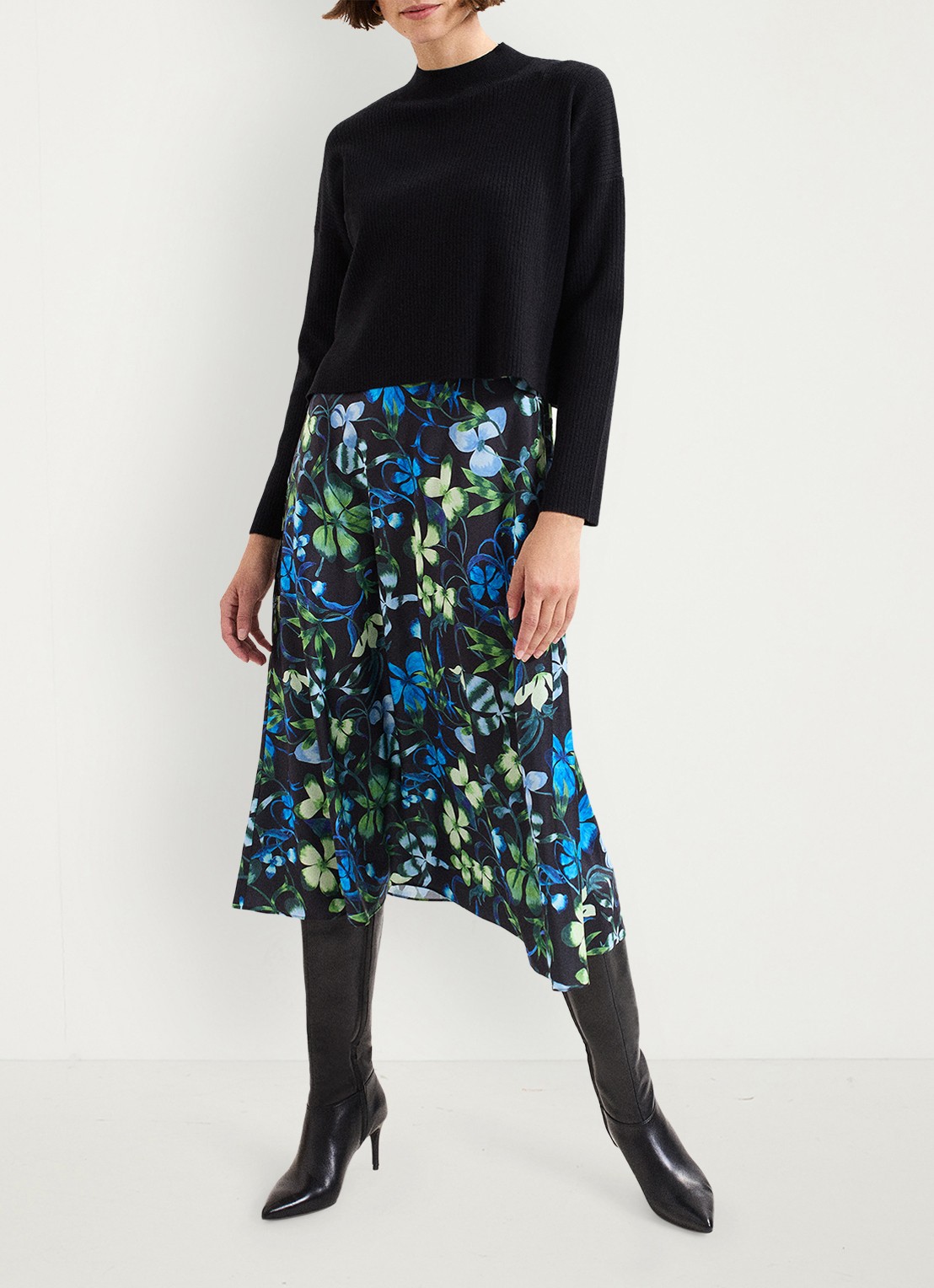 Phase Eight Izzy midi jurk met bloemenprint 2-delig - voorkant 7 blauw
