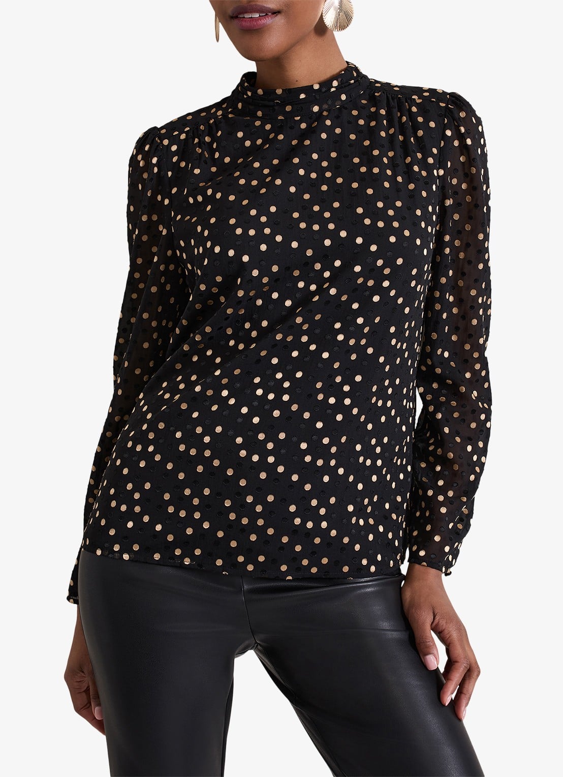 Phase Eight Jacey tuniek met stippenprint - detail 3 zwart