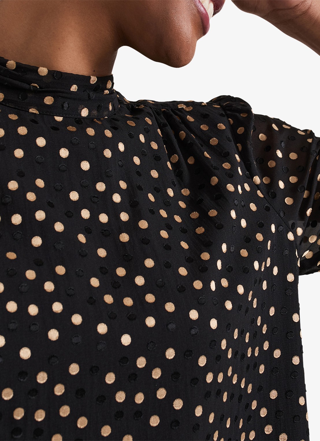 Phase Eight Jacey tuniek met stippenprint - detail 4 zwart