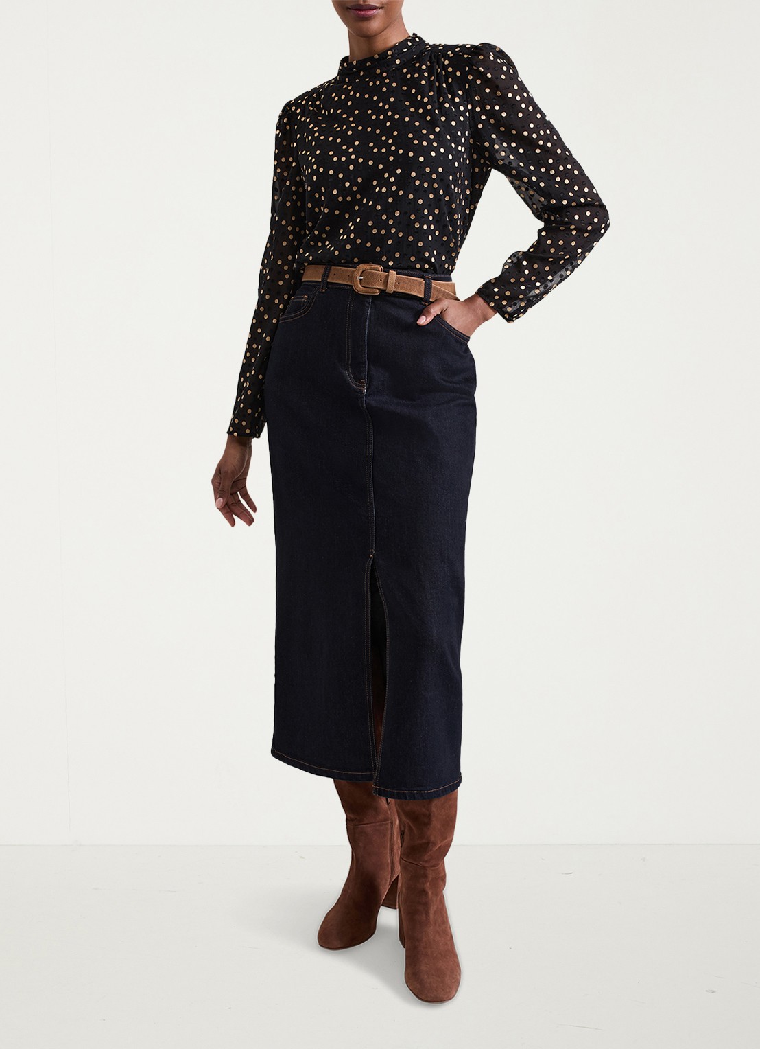 Phase Eight Jacey tuniek met stippenprint - detail 7 zwart