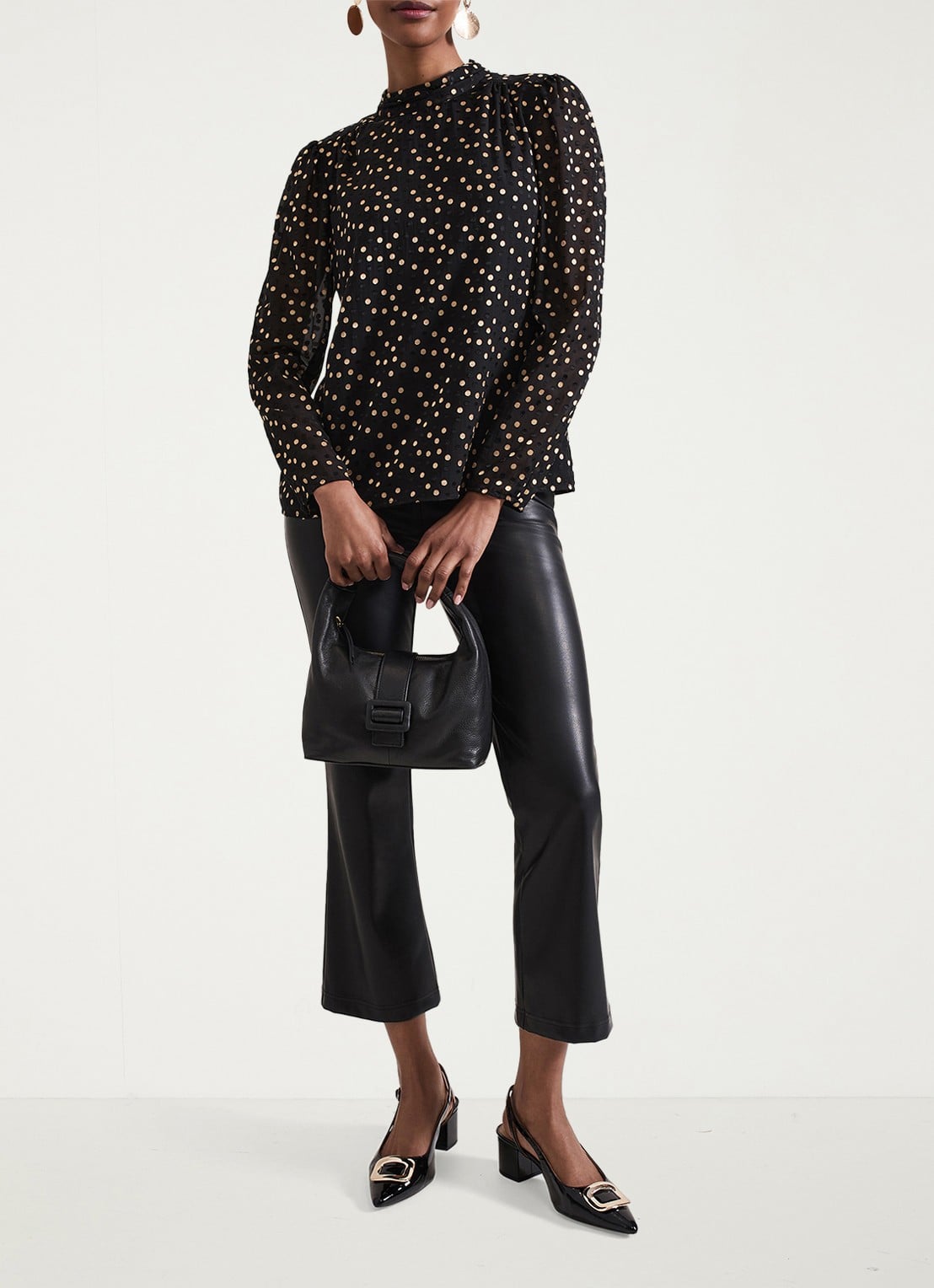 Phase Eight Jacey tuniek met stippenprint - voorkant 2 zwart
