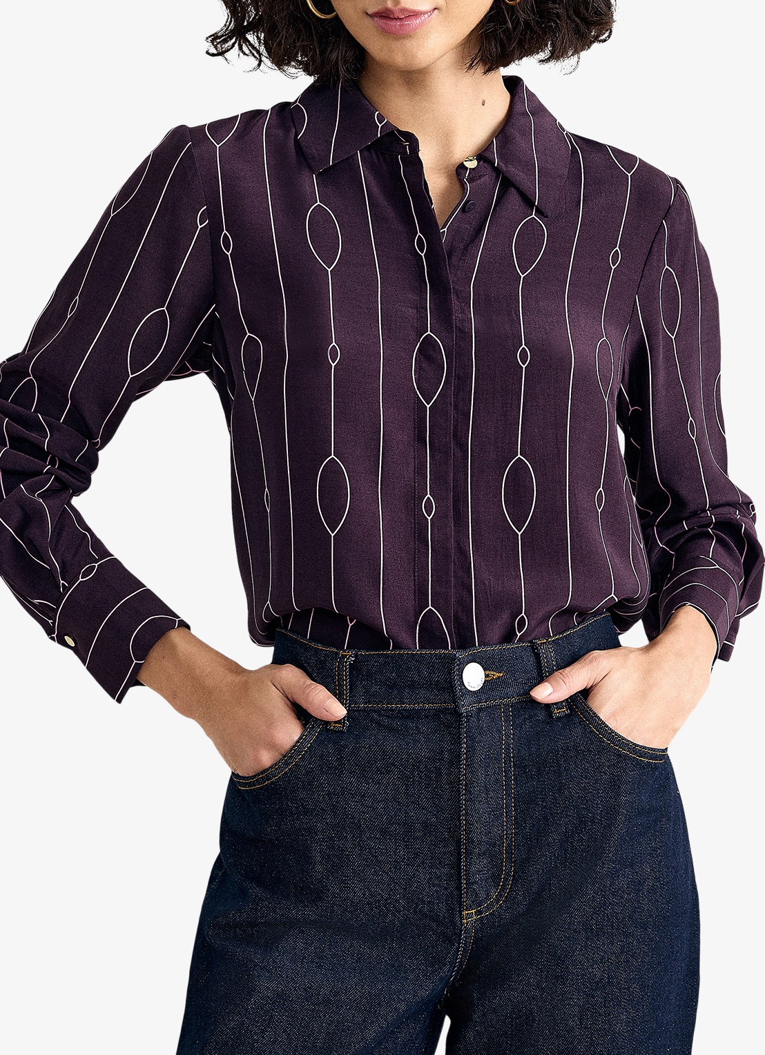Phase Eight Jacqueline blouse met grafische print - detail 4 paars