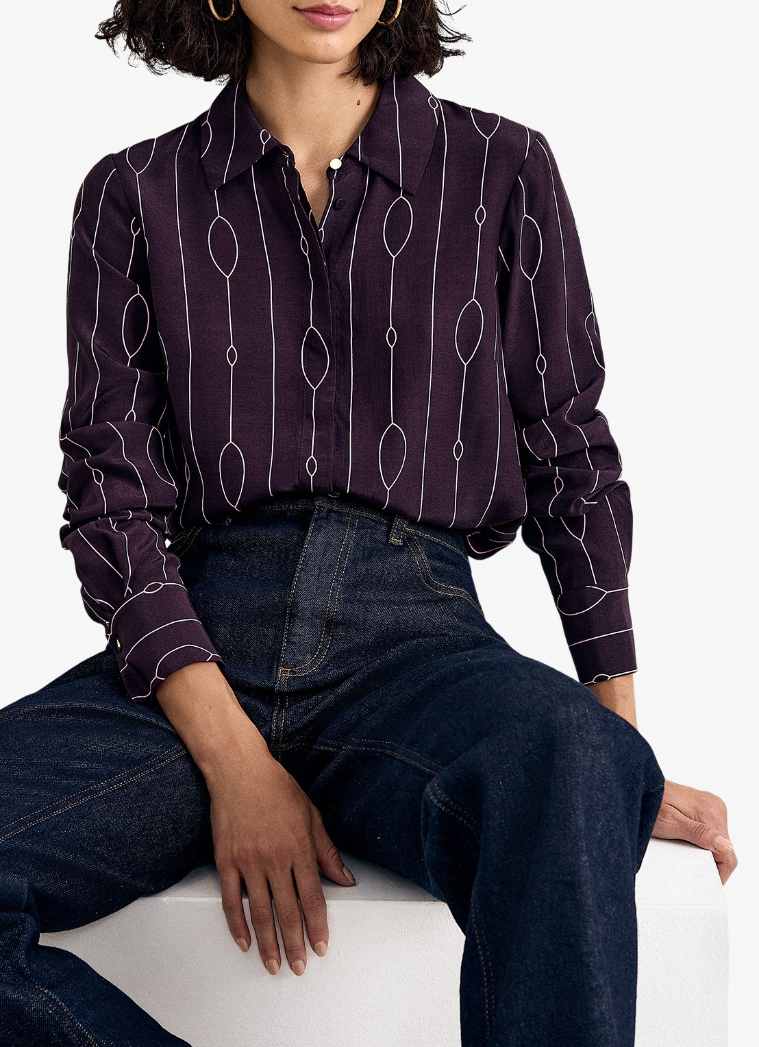 Phase Eight Jacqueline blouse met grafische print - detail 6 paars
