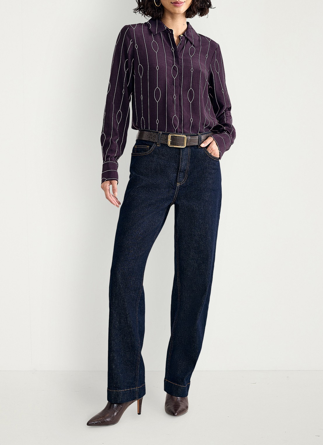 Phase Eight Jacqueline blouse met grafische print - voorkant 2 paars