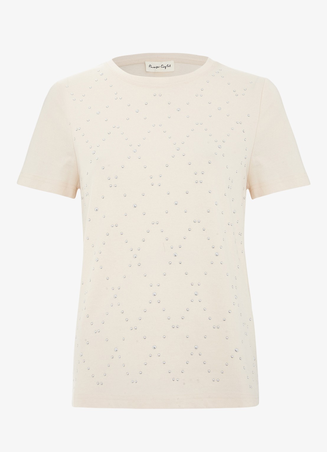 Phase Eight Jada t-shirt met studs - voorkant wit